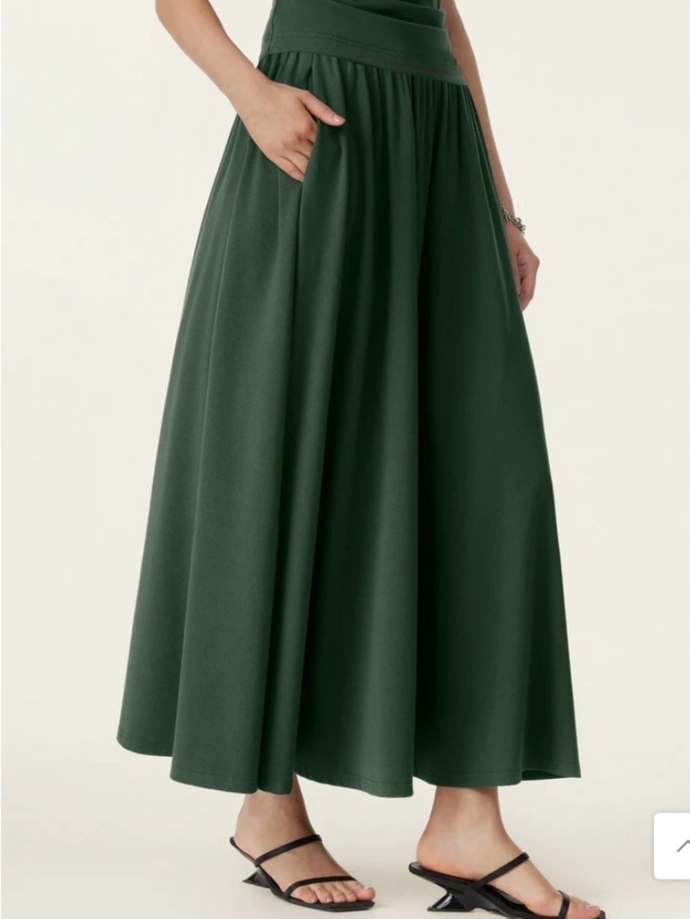 OGL Dark Green A-Line Maxi Skirt with Pockets